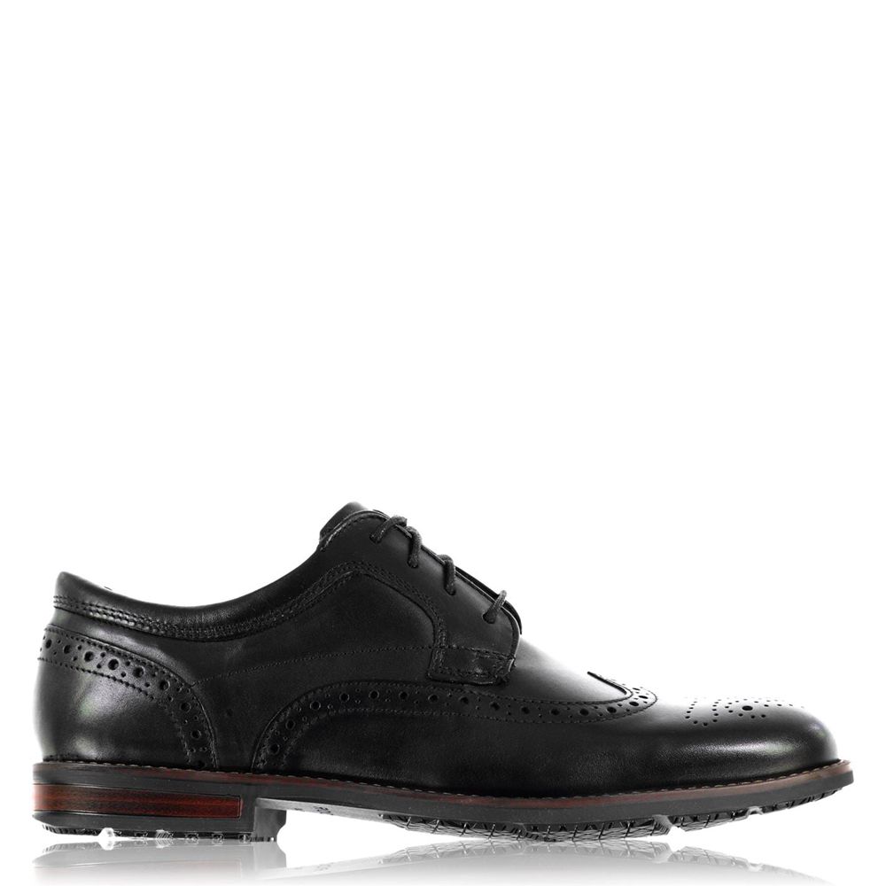 Rockport Men's Wing Dress Shoes - Black - USA (8342LNCQR)